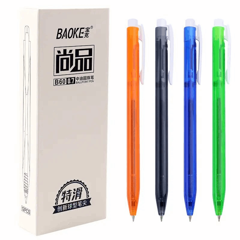 Ручка масляна автоматична 0.7 мм, синя Baoke (B60-blue)